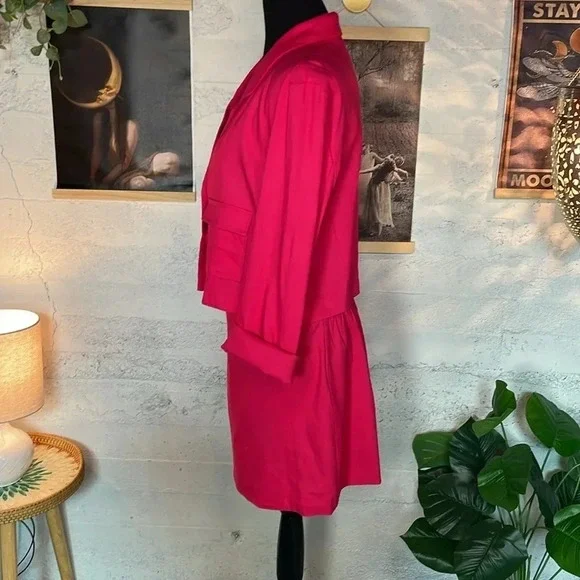 NWT House of Harlow 1960 barbie pink linen skirt suit set size LARGE - Picture 3 of 13